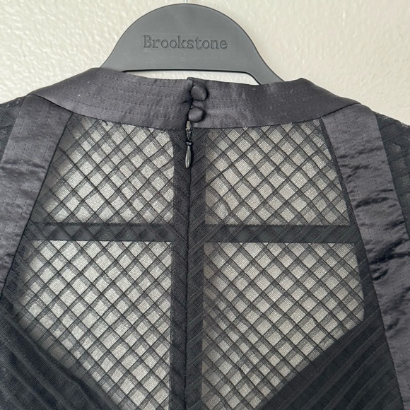 BADGLEY MISCHKA Black 100% Silk Mesh Sleeves Cocktail Dress Size 12 - Picture 5 of 9